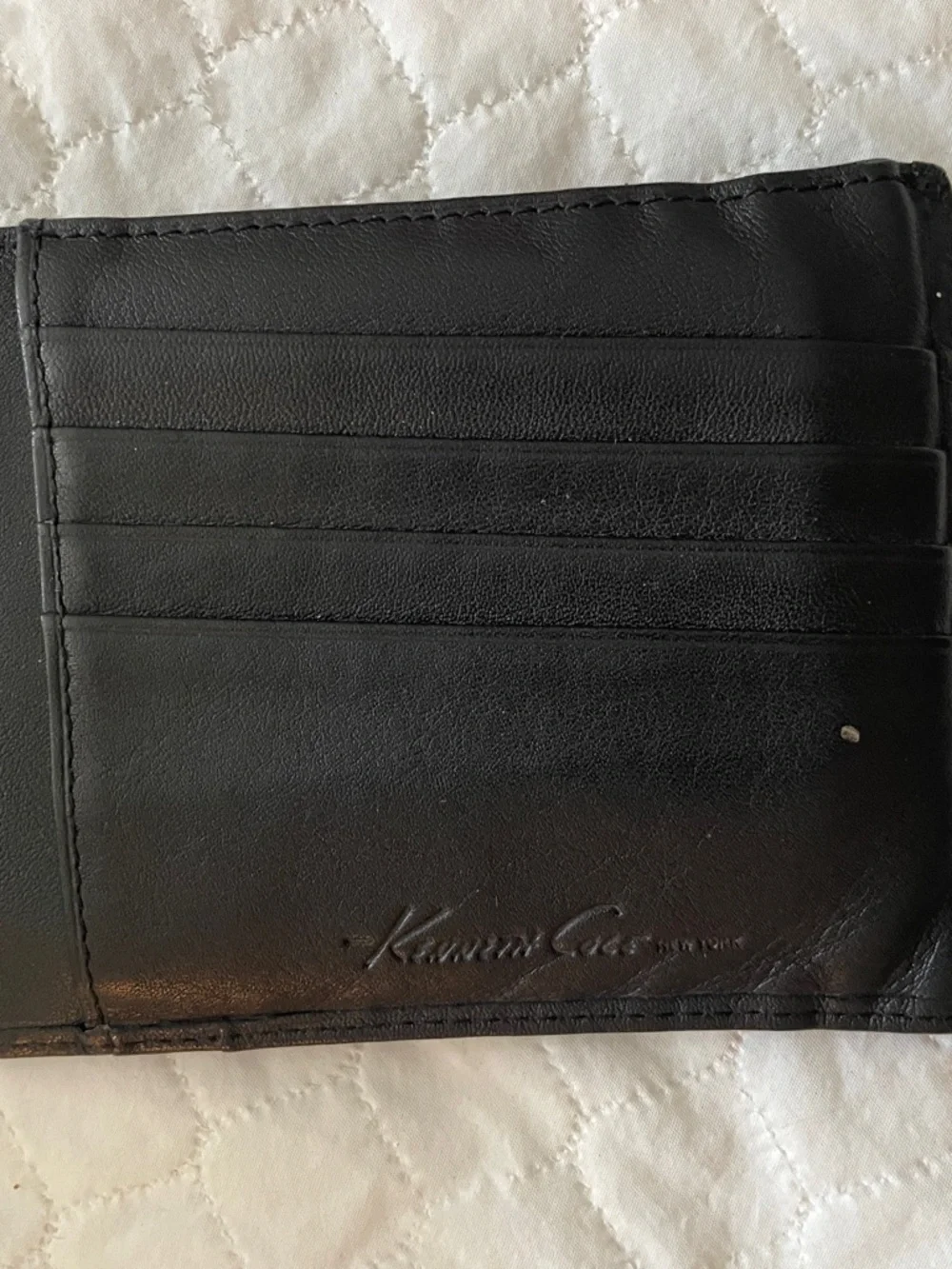 Kenneth Cole Black Leather Card Holder and Wallet Set